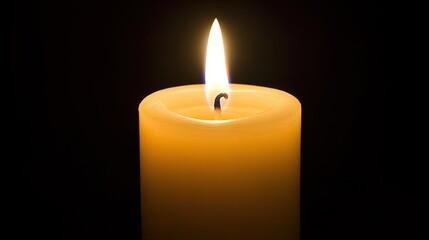 A close-up of a lit candle casting soft light on a sacred object, evoking a peaceful atmosphere of worship.