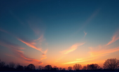 Fototapeta premium sunset over the field long exposition