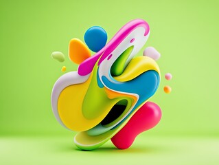 Obraz premium Playful layered fonts, immersed in liquidlike abstract textures, pastel schemes, 3D illustration