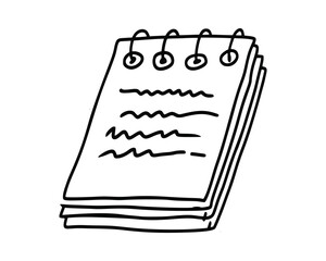 Hand-drawn illustration of a spiral notebook with handwritten notes. Perfect for back to school or organization themes.