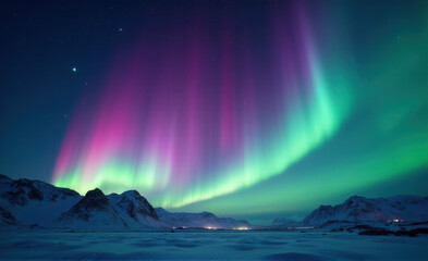 Naklejka premium aurora over the mountains