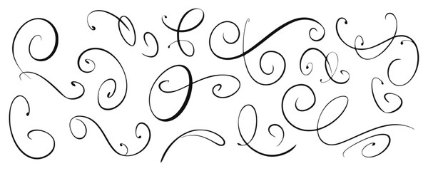 Elegant collection of hand-drawn flourishes. Perfect for adding a touch of whimsy to your designs!