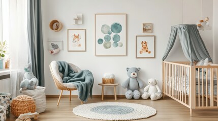Cozy and Stylish Nursery with Soft Colors and Decorative Elements