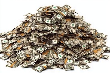 A stack of Indian currency bills displayed against a white backdrop.