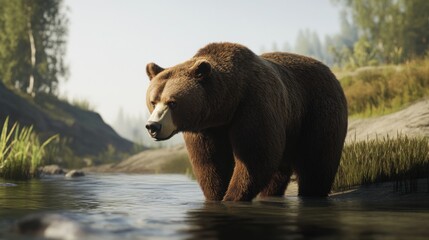 Obraz premium Bear by the River