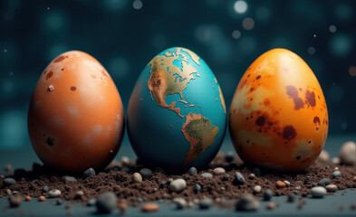 colorful easter eggs planets