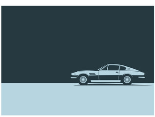 Vintage sports car poster template. Vector image for prints, poster and illustrations.