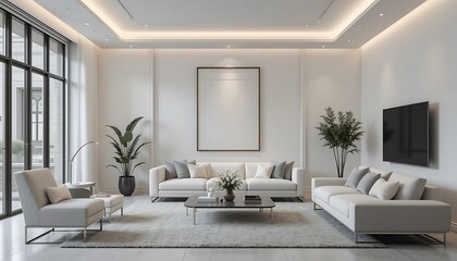 Fototapeta premium Modern Minimalist Living Room Interior Design