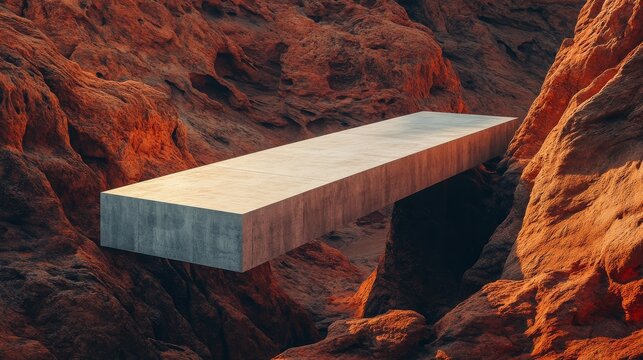 Concrete Platform Suspended Above Red Rock Canyon - Powered by Adobe