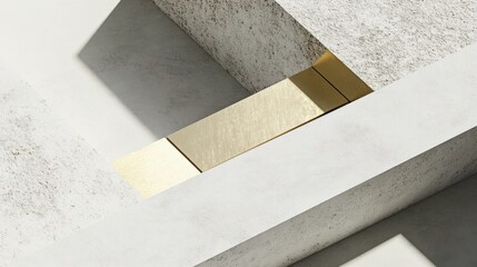 Abstract geometric composition with metallic accents and textures