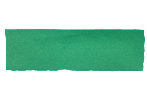 Green torn paper stripe isolated on transparent background