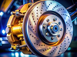 Top-Down View of Car Brake System in Action: Calipers, Pads, and Rotors