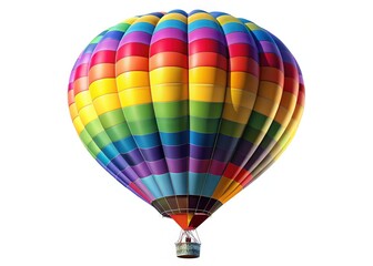 Fototapeta premium Vibrant Multicolored Hot Air Balloon Isolated on White Background - Stock Photo