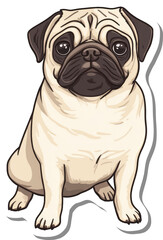 Obraz premium An Adorable Pug Dog Sitting Calmly