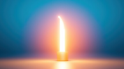 Fototapeta premium Glowing Candle Light with Soft Blue and Orange Glow