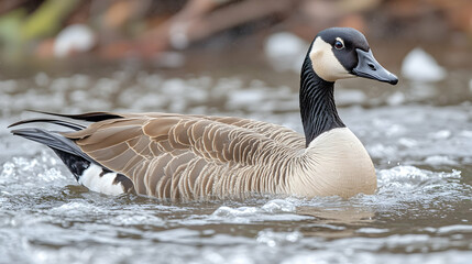 Majestic Canada Goose Swimming Gracefully in Calm Waters