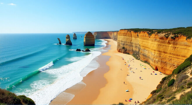 beach and sea, beach, sea, water, coast, landscape, ocean, sand, nature, sky, travel, summer, coastline, rock, cliff, island, algarve, shore, vacation, sun, portugal, bay, view, tropical, tourism, hol