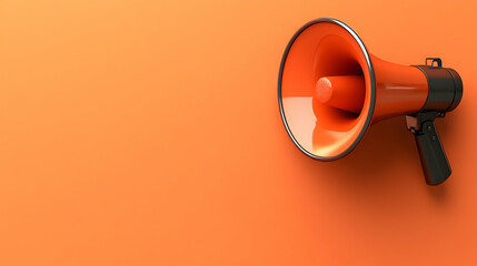 Vibrant Orange Megaphone Against Minimalist Orange Background