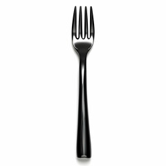 Black dinner fork isolated on white background, food preparation