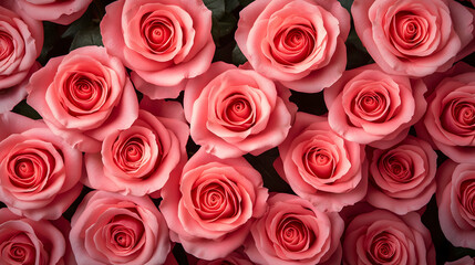 Beautiful Pink Roses Overlapping in a Garden Setting