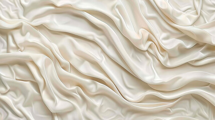 Obraz premium Luxurious cream satin fabric with elegant folds and soft texture, perfect for fashion or interior design projects
