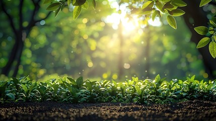 Obraz premium sunlight shining through the leaves of a tree in a forest