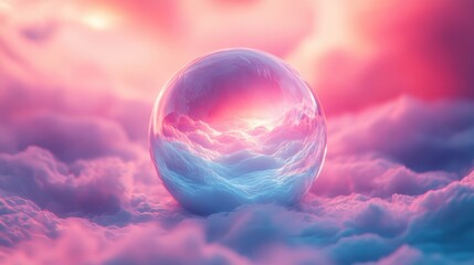 Obraz premium Dreamy 2025 Pastel Cloudscape Sphere Futuristic Bokeh