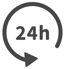 24 hours flat icon vector isolated on white background.