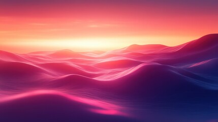 Pink Purple Sunset Landscape Abstract Gradient Hills