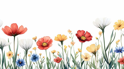 Colorful Wildflower Blossom Arrangement on a White Background