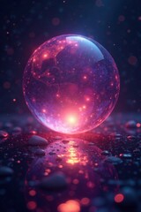 Luminous spheres confined within boundless nothingness, emptiness, enigma, darkness