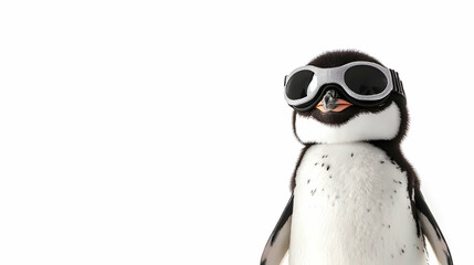 Fototapeta premium Penguin Wearing Sunglasses with Playful Expression on White Background