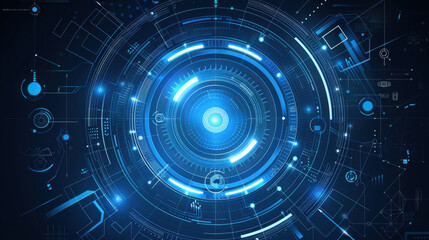 Futuristic digital technology background with circular patterns and glowing elements, representing innovation and connectivity