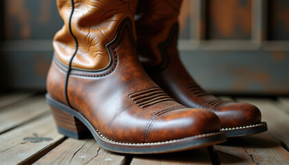 Leather Cowboy Boots in Warm Light