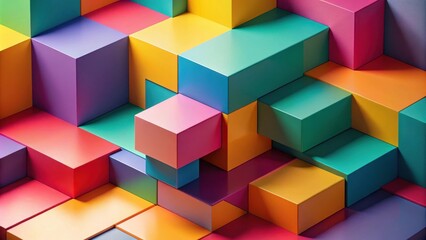 Obraz premium Abstract Colorful Cube Composition A vibrant, three-dimensional arrangement of interlocking cubes in a multitude of hues