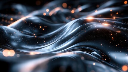 Abstract Dark Blue Glowing Waves Background Digital Art Futuristic Technology Energy Motion Sparkle