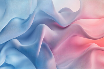 Fototapeta premium Abstract flowing fabric in soft blue and pink hues creating a serene and tranquil atmosphere