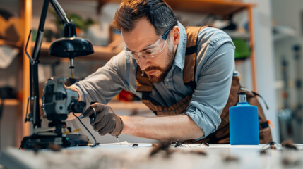 Expert demonstrating pest damage repair techniques in workshop