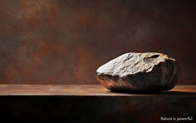 Naklejka premium Photo of a smooth rock surface on a dark brown background for product display with space above, with generative ai