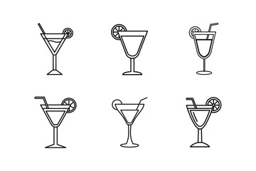 cocktail glass icon line art vector illustration