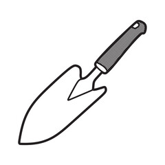 black and white garden shovel image, simple vector