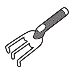 black and white garden fork image, simple vector