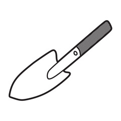 round handle garden shovel image black and white, simple vector