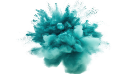 Colorful green holi paint color powder on transparent background