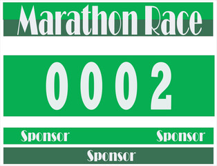 Green colored marathon number bib isolated on white
