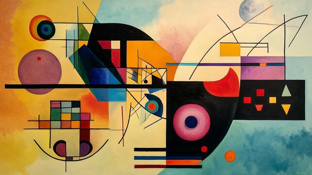 Abstract Composition in Kandinsky Style: A Symphony of Shapes and Colors