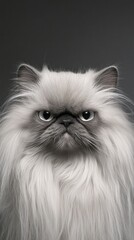 Angry fluffy Persian cat portrait.