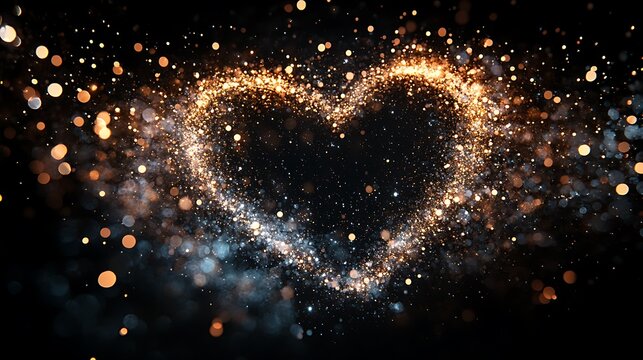 A dazzling display of light and color symbolizing love through sparkling particles.