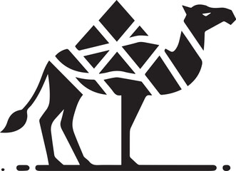 Simple camel logo on black and white background