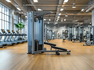 Fototapeta premium A modern gym interior featuring workout equipment promoting fitness and health.